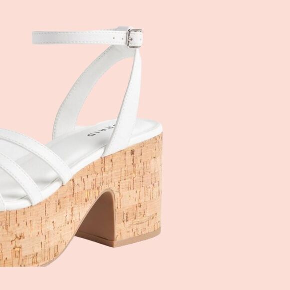 NEW TORRID Wide Width Platform Cork White Strappy Summer Sandals. - Picture 7 of 13